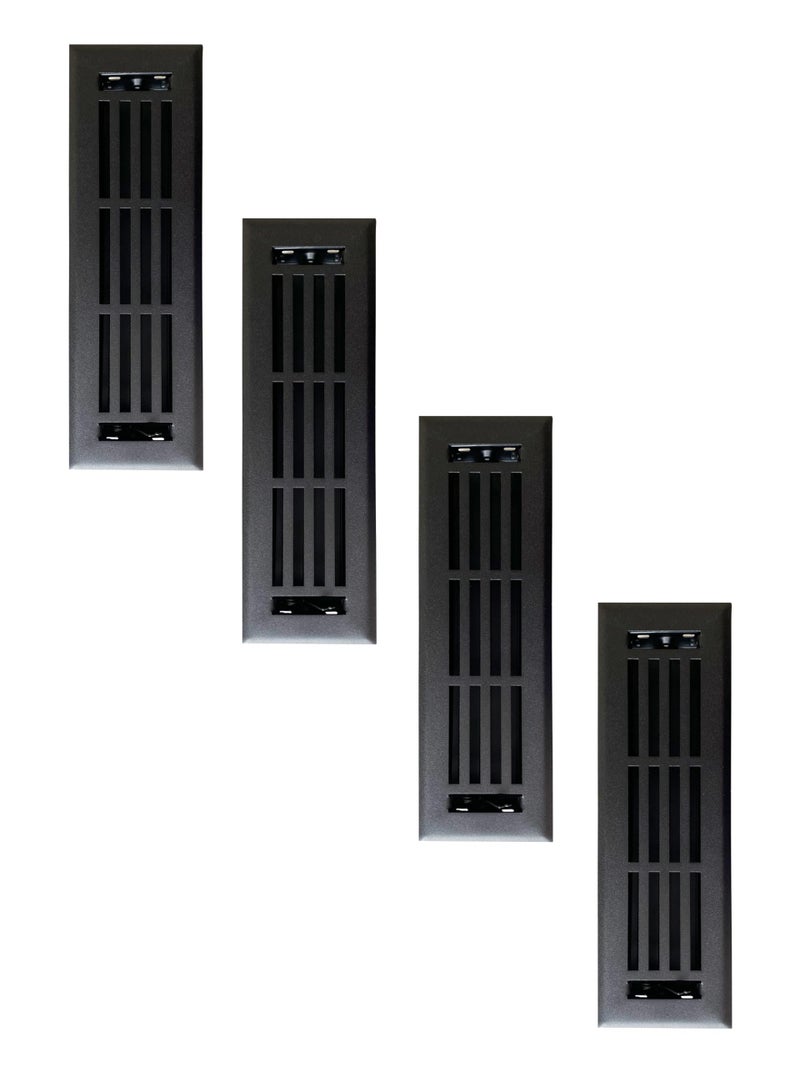 EMPIRE REGISTER CO 5100 - EMPIRE REGISTER CO، تصميم خطي، أغطية فتحات تهوية الأرضيات شديدة التحمل، مخمدات معدنية مرفقة. أغطية فتحات التهوية للأرضيات فقط. (الأرضية، أسود مزخرف، 2 × 10 بوصة (عبوة من 4 قطع)) - Image 1